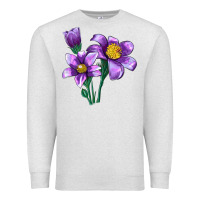 Oatmeal Heather Pasque Flower Illustrations Premium Sweatshirt - LillyAllenDesigns