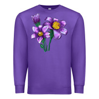 Purple Pasque Flower Illustrations Premium Sweatshirt - LillyAllenDesigns
