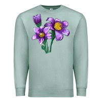 Seafoam Pasque Flower Illustrations Premium Sweatshirt - LillyAllenDesigns