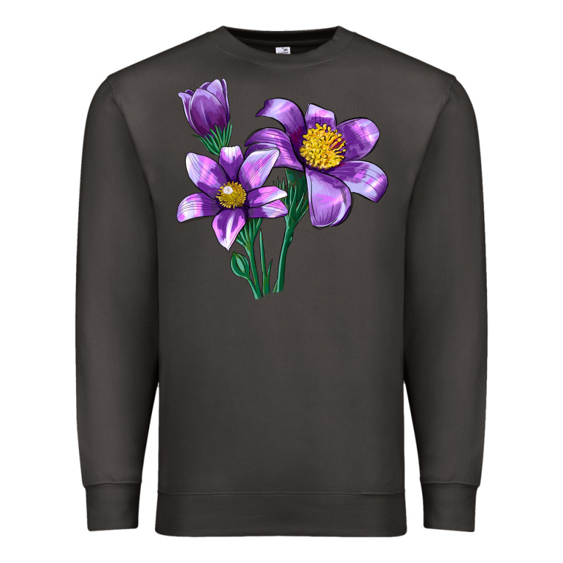 Pasque Flower Illustrations Premium Sweatshirt by LillyAllenDesigns | Teevron