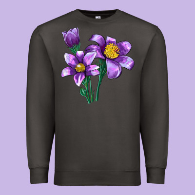 Pasque Flower Illustrations Premium Sweatshirt Designed By Lillyallendesigns
