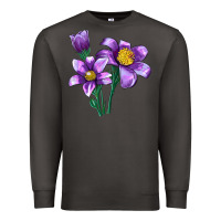 Smoke Pasque Flower Illustrations Premium Sweatshirt - LillyAllenDesigns