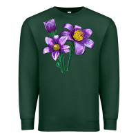 Sports Green Pasque Flower Illustrations Premium Sweatshirt - LillyAllenDesigns