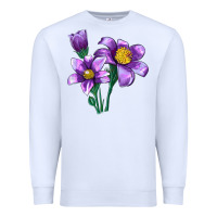 White Pasque Flower Illustrations Premium Sweatshirt - LillyAllenDesigns