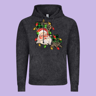 Louisiana Map Christmas Santa Vintage Hoodie Designed By Fadigitalartstudio