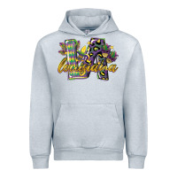 Heather Grey louisiana leopard mardi gras 12 inches 300 dpi Urban Hoodie - CowGirlArtShop