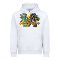 White louisiana leopard mardi gras 12 inches 300 dpi Urban Hoodie - CowGirlArtShop