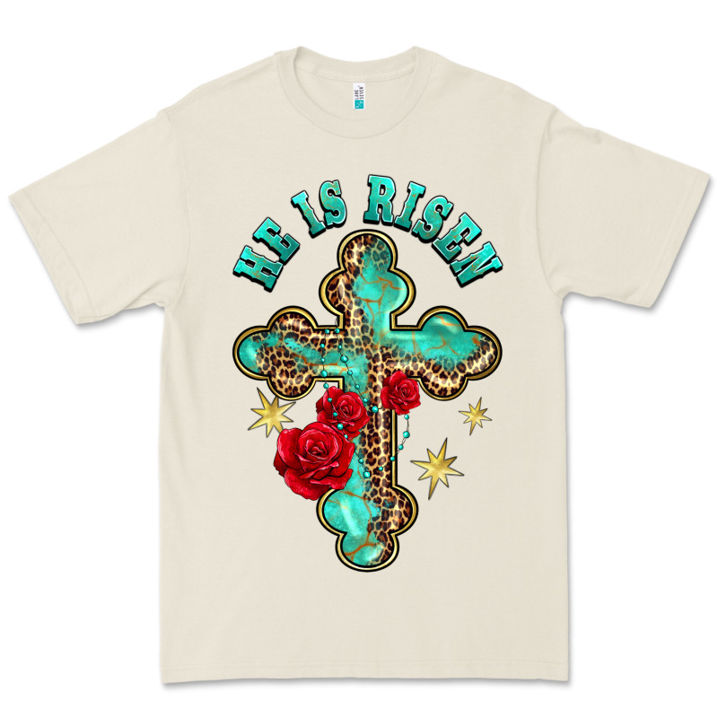 He Is Risen Cross With Roses Premium Tee by BarkalooDesign | Teevron