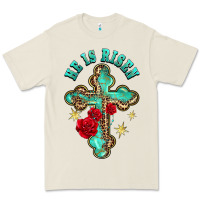 Bone he is risen cross with roses Premium Tee - BarkalooDesign