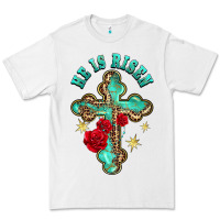 White he is risen cross with roses Premium Tee - BarkalooDesign