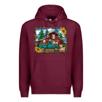 Burgundy western barn with farm animals Premium Hoodie - RanaPortraitStore