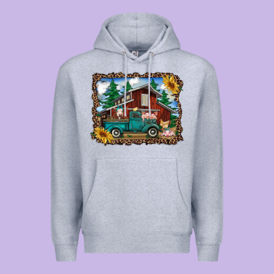 Western Barn With Farm Animals Premium Hoodie Designed By Ranaportraitstore