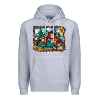 Heather Grey western barn with farm animals Premium Hoodie - RanaPortraitStore