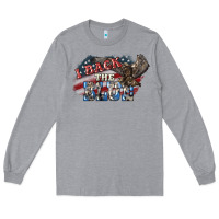 Heather Grey i back the blue eagle Long Sleeve Tee - NancyCooperArtShop