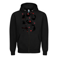 Black valentine cat Zipper Hoodie - MaliasSmallBusiness