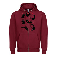 Burgundy valentine cat Zipper Hoodie - MaliasSmallBusiness