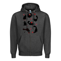 Charcoal Heather valentine cat Zipper Hoodie - MaliasSmallBusiness