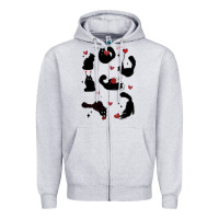 Heather Grey valentine cat Zipper Hoodie - MaliasSmallBusiness