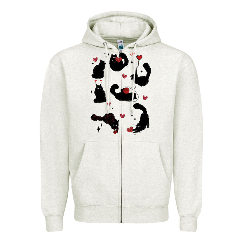 Valentine Cat Zipper Hoodie by MaliasSmallBusiness | Teevron