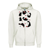 Oatmeal Heather valentine cat Zipper Hoodie - MaliasSmallBusiness