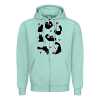Seafoam valentine cat Zipper Hoodie - MaliasSmallBusiness