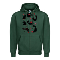 Sports Green valentine cat Zipper Hoodie - MaliasSmallBusiness