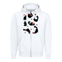 White valentine cat Zipper Hoodie - MaliasSmallBusiness