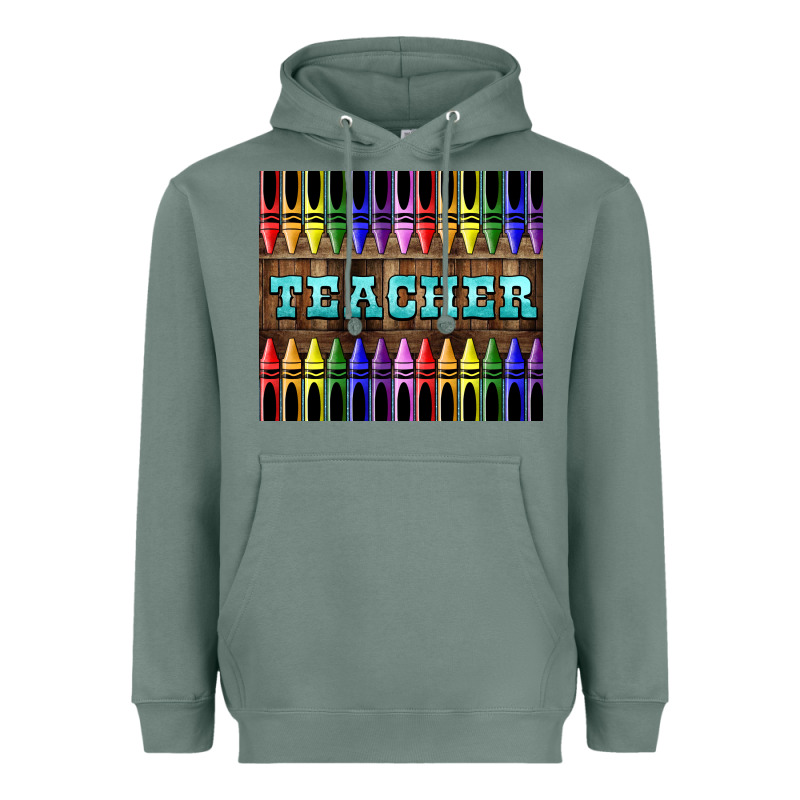 Teacher Crayons Tumbler Heavyweight Hoodie by LillyAllenDesigns | Teevron