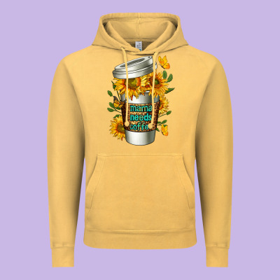 Mama Needs Coffee Cup Vintage Hoodie Designed By Fadigitalartstudio