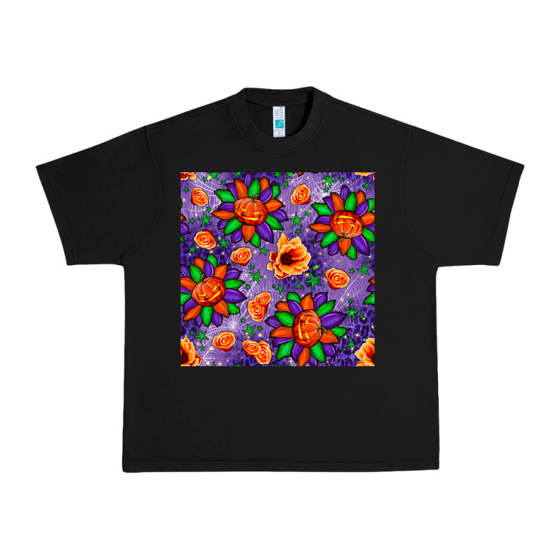 Pumpkin Flower Halloween Seamless Pattern Urban Heavy Tee by BundleAndBundleShop | Teevron