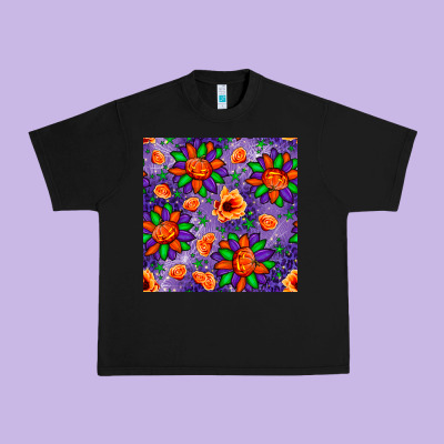 Pumpkin Flower Halloween Seamless Pattern Urban Heavy Tee Designed By Bundleandbundleshop