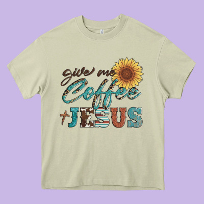 Give Me Coffee And Jesus Heavy Core Tee Designed By Artiststas