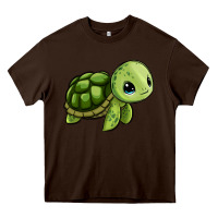 Chocolate Brown cute turtle Heavy Core Tee - Zillion Design Studio