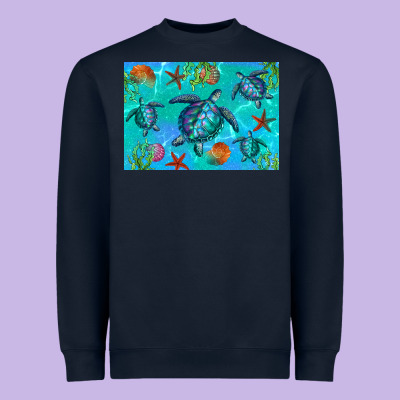 Turtle Seashells Starfish Heavyweight Sweatshirt Designed By Artiststas