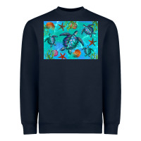 Navy Turtle Seashells Starfish Heavyweight Sweatshirt - Artiststas