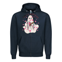 Navy boo jee valentine Zipper Hoodie - MaliasSmallBusiness