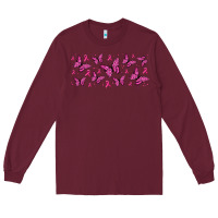 Burgundy breast cancer butterflies Long Sleeve Tee - Jasminsmagicworld