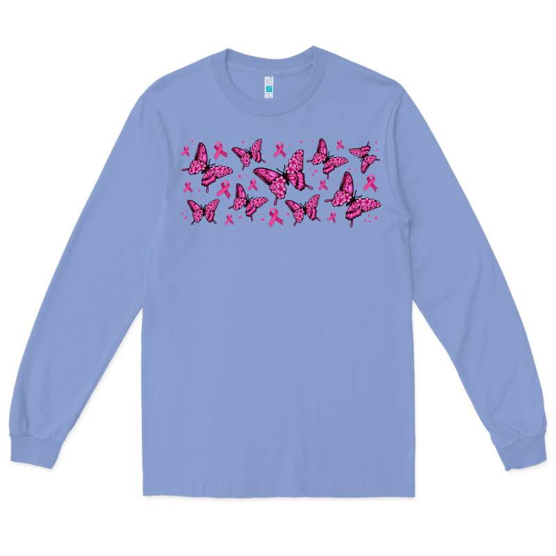 Breast Cancer Butterflies Long Sleeve Tee by Jasminsmagicworld | Teevron