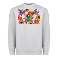 Heather Grey Sunflowers Turtle Heavyweight Sweatshirt - Artiststas