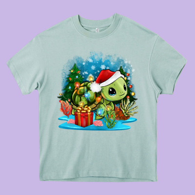 Christmas Turtle Heavy Core Tee Designed By Zillion Design Studio