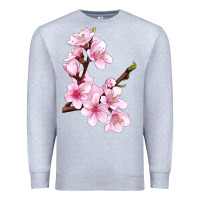 Heather Grey Peach Blossom Illustrations Premium Sweatshirt - LillyAllenDesigns