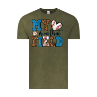 Vintage Olive my heart is on that field baseball Vintage Tee - AdoDesignShop
