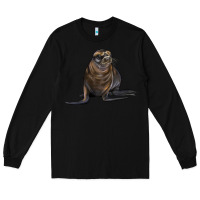Black Sea Lion Illustrations Long Sleeve Tee - LillyAllenDesigns