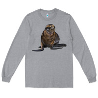 Heather Grey Sea Lion Illustrations Long Sleeve Tee - LillyAllenDesigns