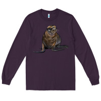 Plum Sea Lion Illustrations Long Sleeve Tee - LillyAllenDesigns