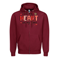 Burgundy i wear my heart on my sleeve Zipper Hoodie - MaliasSmallBusiness