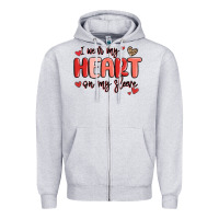 Heather Grey i wear my heart on my sleeve Zipper Hoodie - MaliasSmallBusiness
