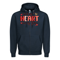 Navy i wear my heart on my sleeve Zipper Hoodie - MaliasSmallBusiness