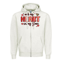 Oatmeal Heather i wear my heart on my sleeve Zipper Hoodie - MaliasSmallBusiness