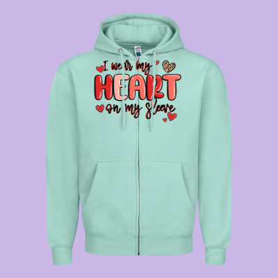 I Wear My Heart On My Sleeve Zipper Hoodie Designed By Maliassmallbusiness